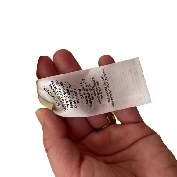 VINCE Pale Yellow Crepe de Chine Belted Button-Down Midi Dress, M - Picture 9 of 10